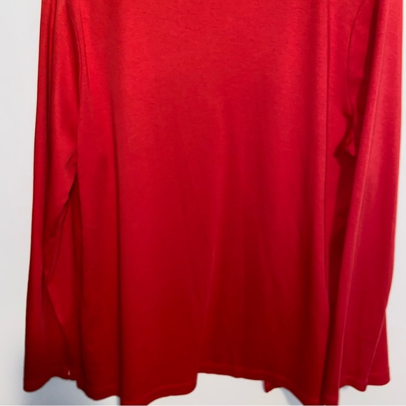 LL Bean Top Womens Large Supima Cotton Peru Open Cardigan Jacket Red Mature - Picture 5 of 8